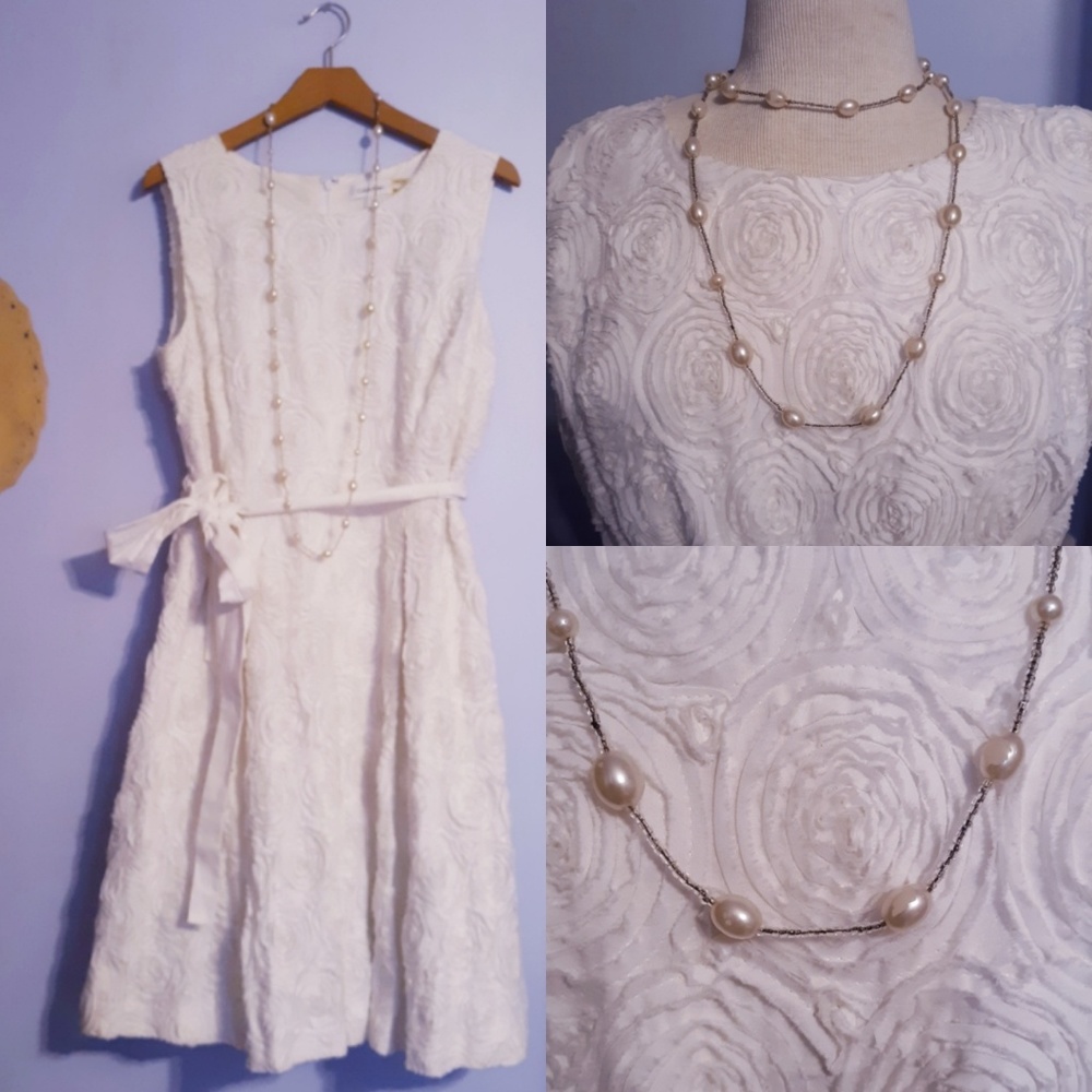 White Dress Floral Rosettes